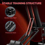 Gymbänk med stabil träningsstruktur i framtoningen, med dubbla stålrör och förtjockade stålkomponenter.