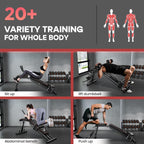 Gymmiljö med människor som tränar och sms om varierad träning för hela kroppen.