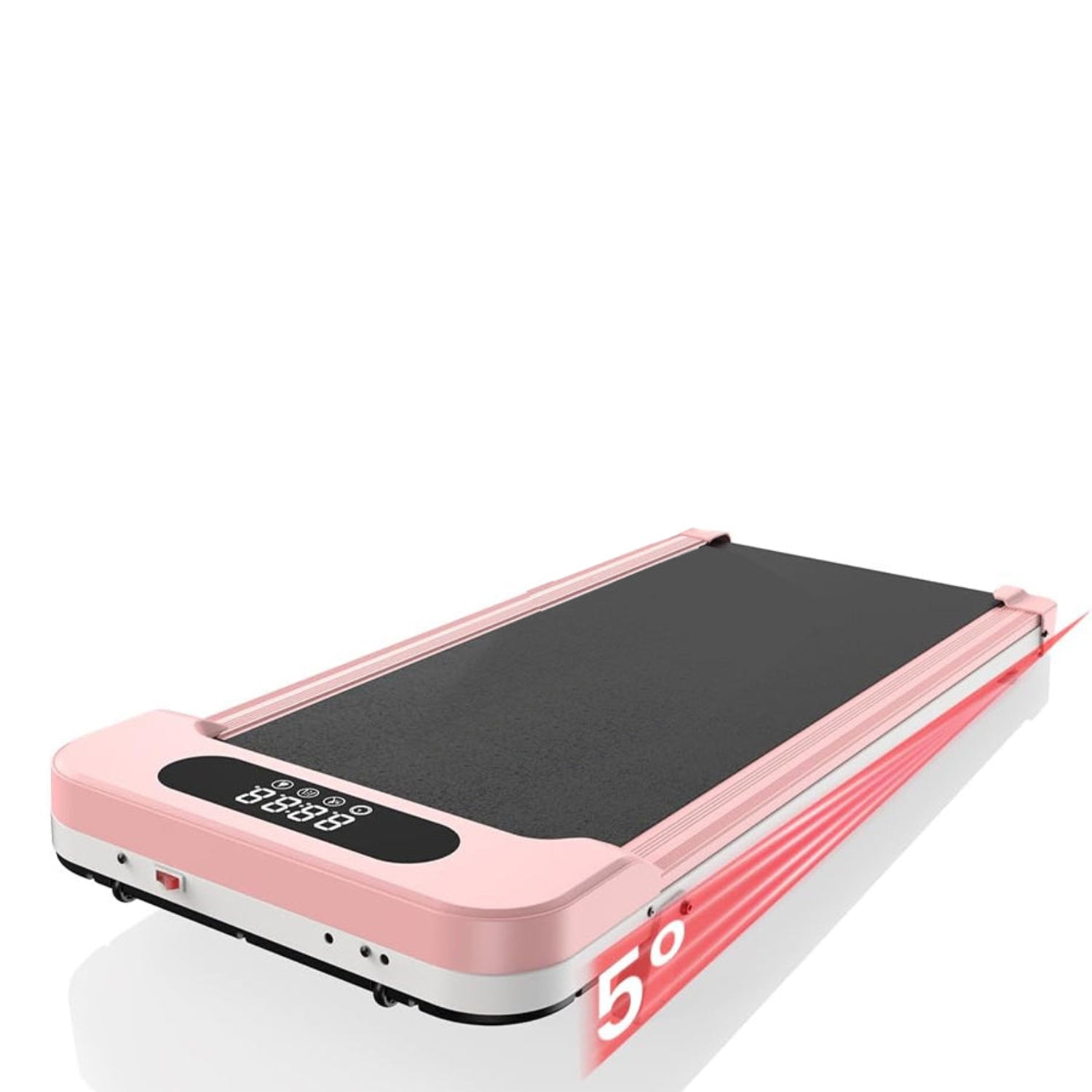 Rosa och vit bantningsmaskin med digital display på vit bakgrund